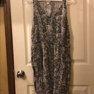 Black and white skater dress with open back